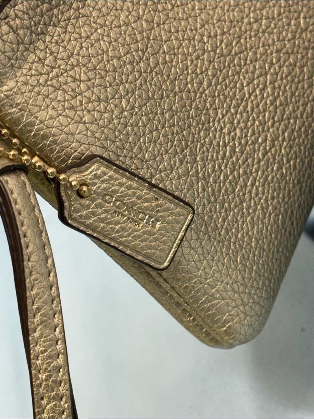 (new+tag) Coach Leather Gold Leather Double Zip Wristlet Fit Large iPhone ProMax - Picture 5 of 10
